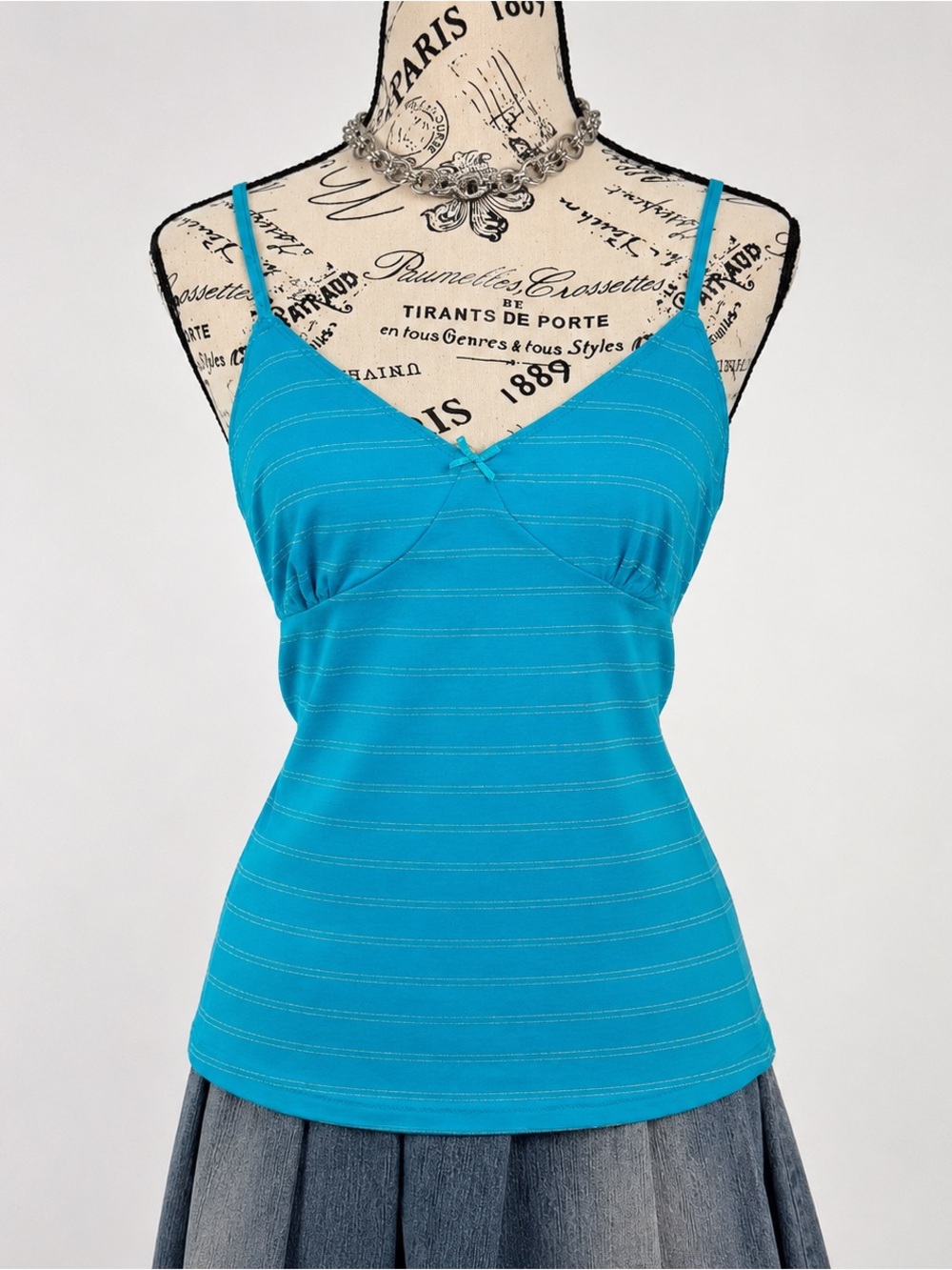 Xhilaration Turquoise Striped Spaghetti Strap Tank Top - Women